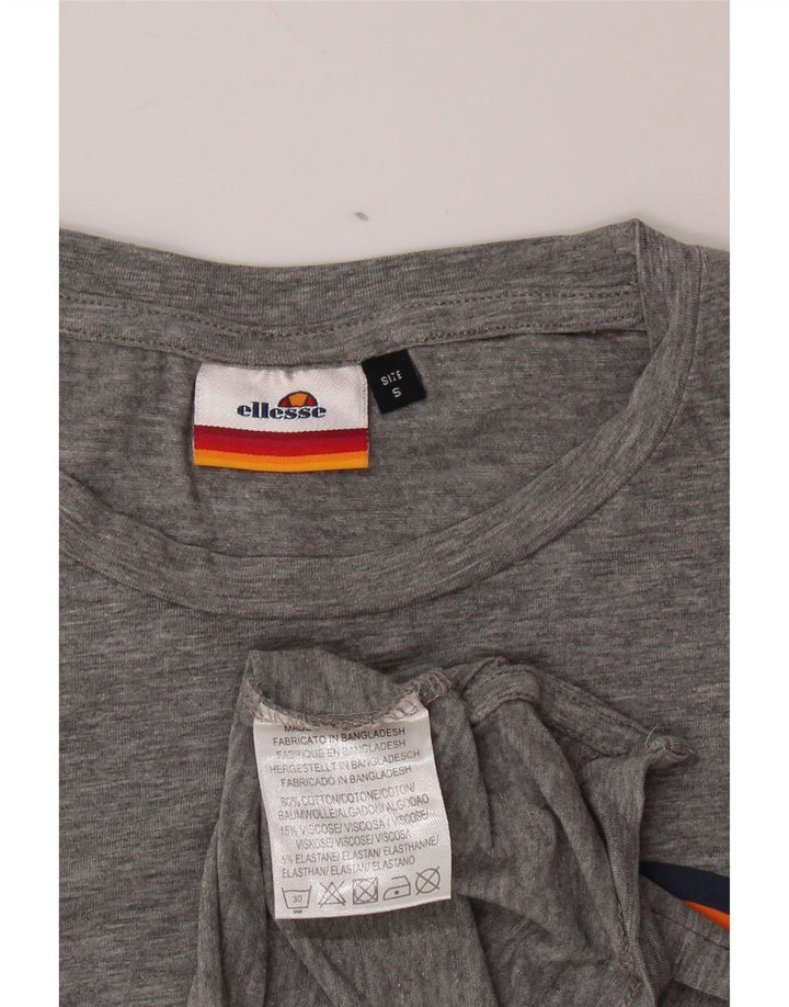 ELLESSE Womens Graphic T-Shirt Top UK 10 Small Grau gefleckte Baumwolle