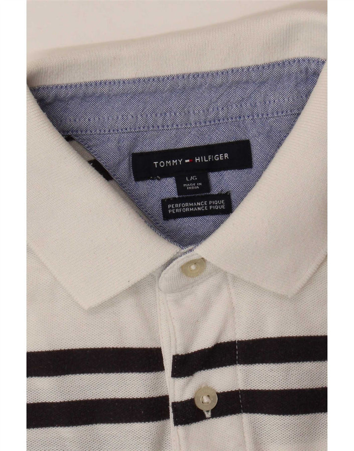 Tommy Hilfiger Herren-Poloshirt, groß, weiß gestreift