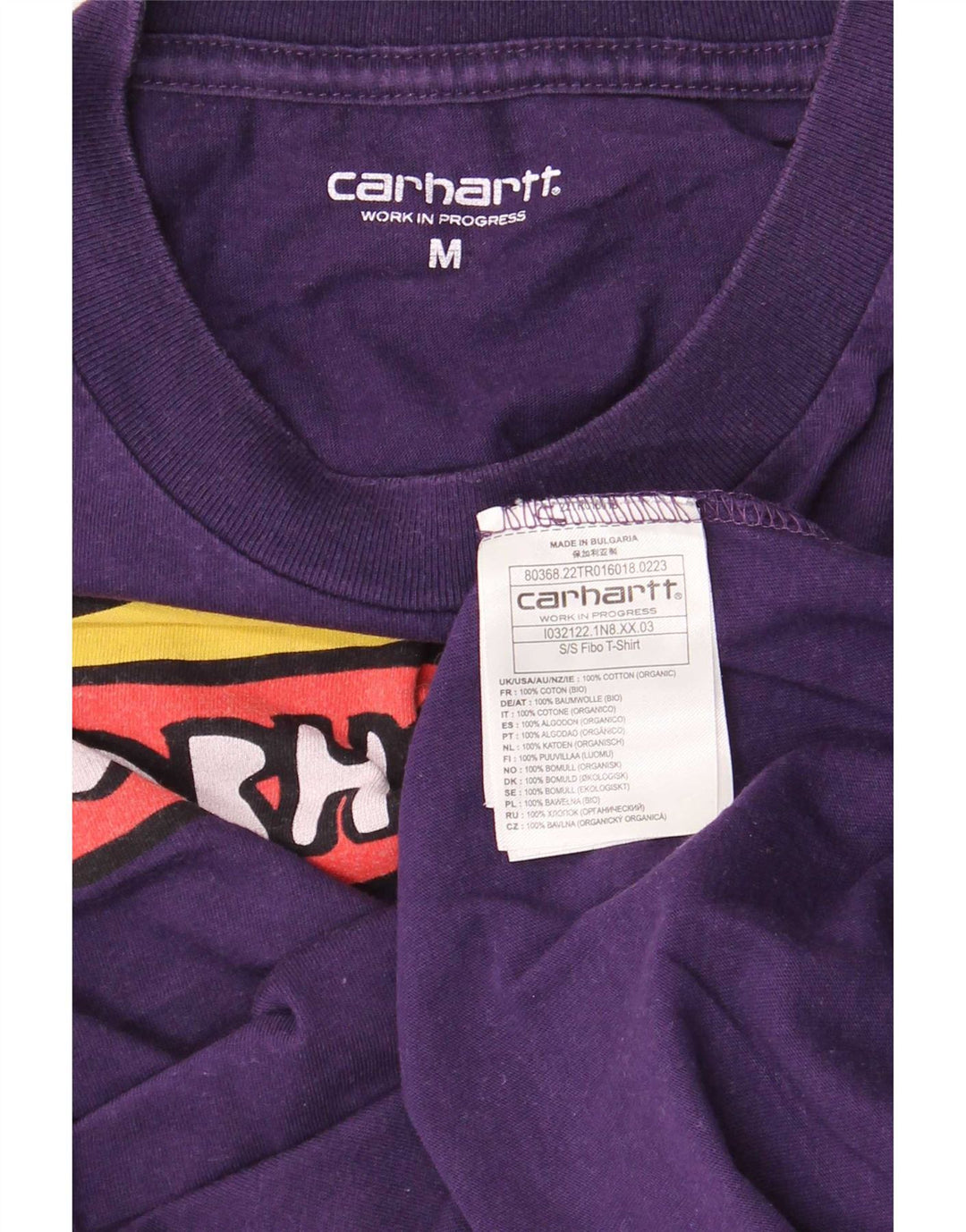 Carhartt Herren Grafik-T-Shirt-Oberteil aus mittelvioletter Baumwolle