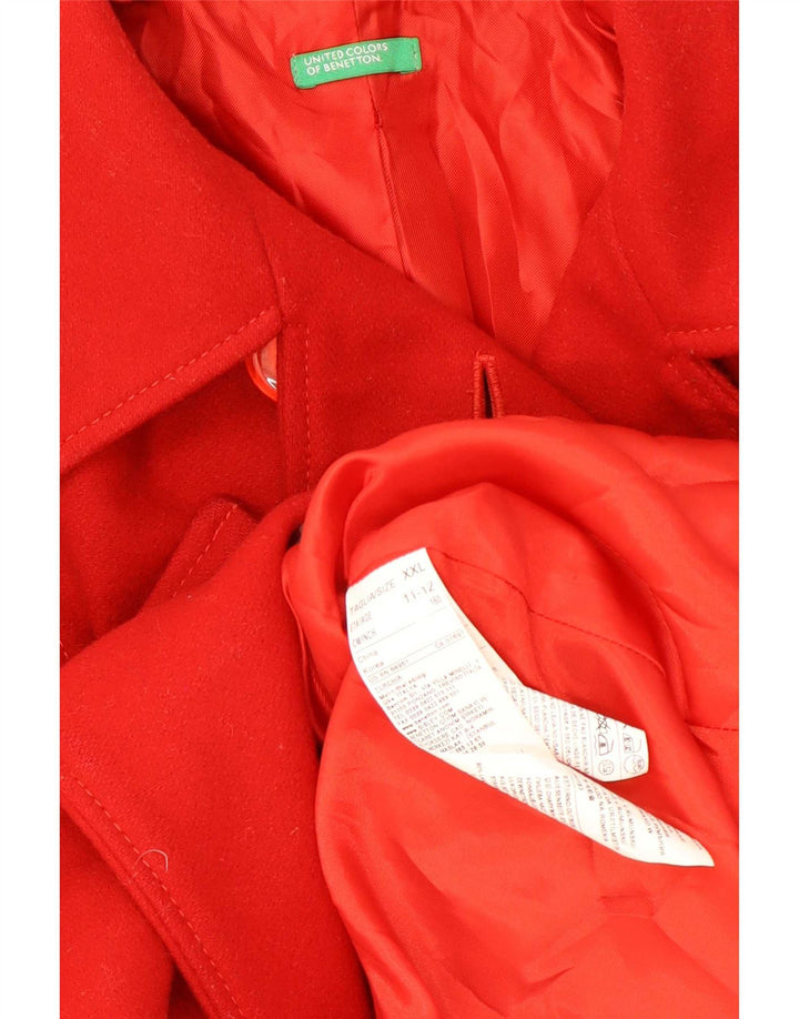 Benetton Pea Coat für Mädchen, 11–12 Jahre, 2XL, rote Wolle