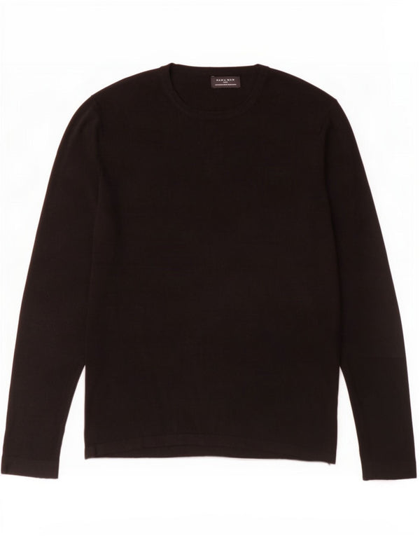 Zara Mens Top Long Sleeve Medium Black Viscose