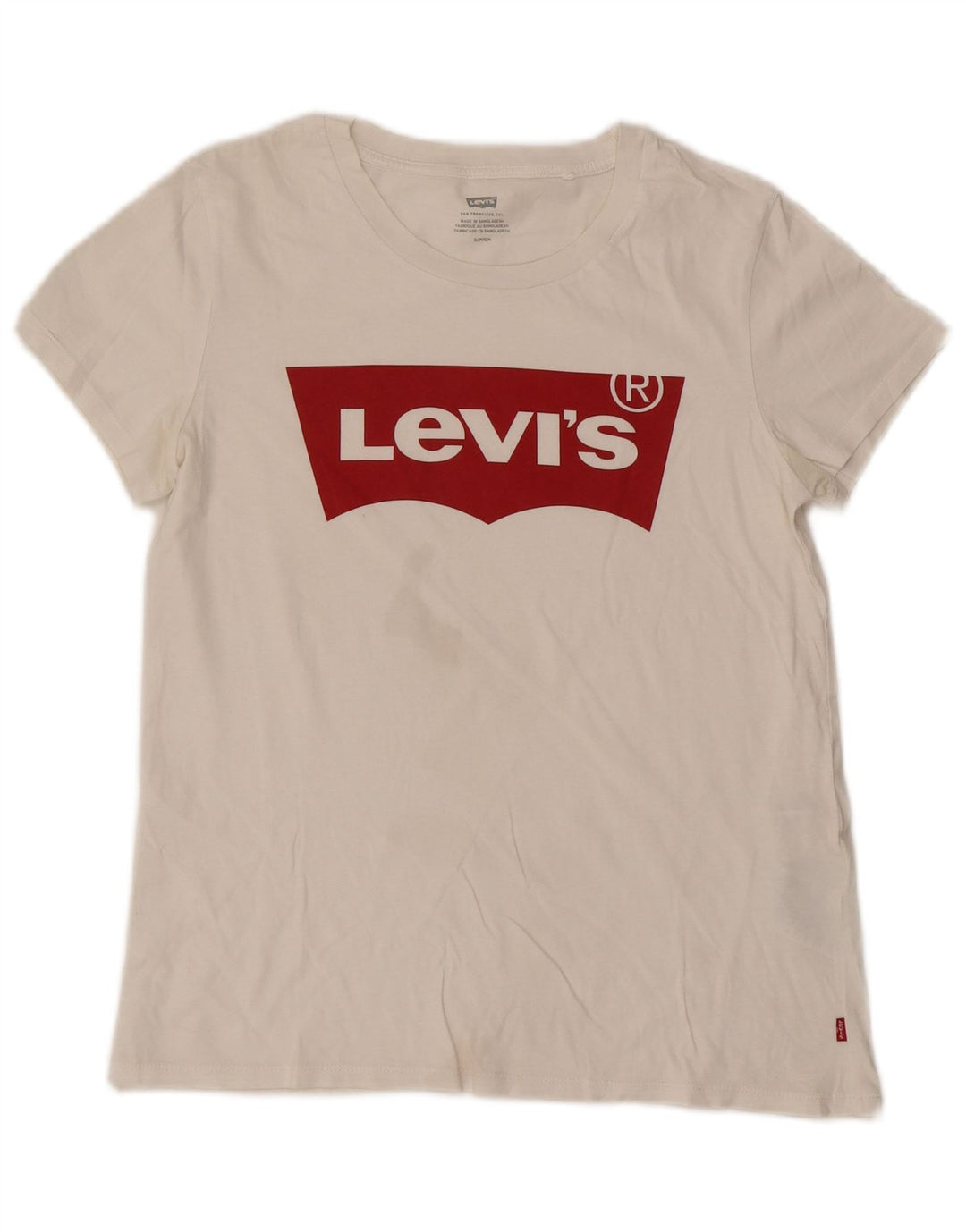 Levi's Damen-T-Shirt mit Grafik, UK 10, Größe S, weiße Baumwolle