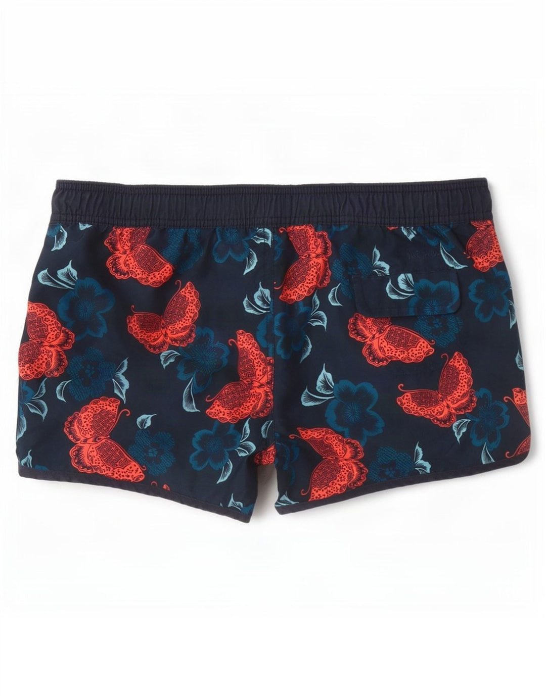 Fat Face Damen-Badeshorts UK 12 Mittel Marineblau Blumenmuster Polyester