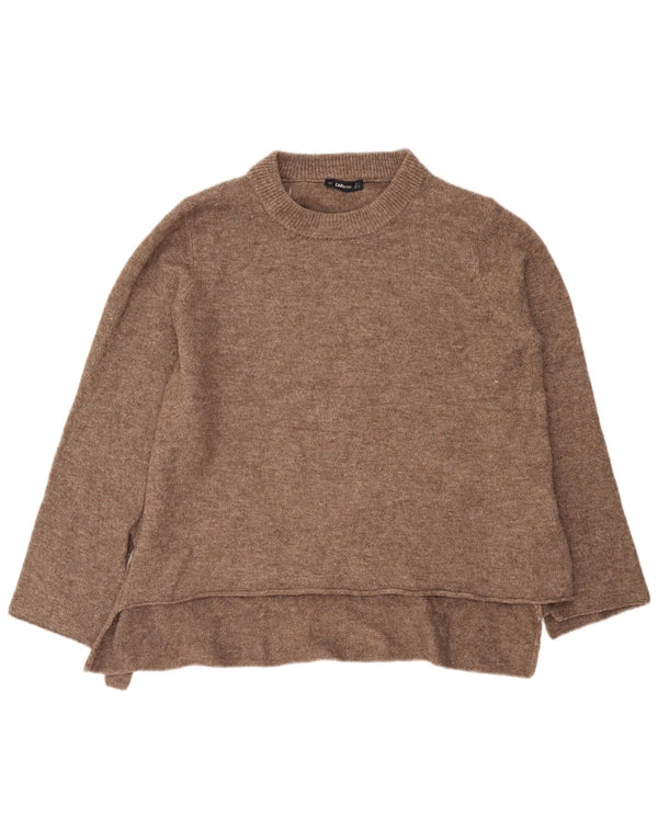 Zara Damen-Pullover mit entspannter Passform und Rundhalsausschnitt, Gr. 10, klein, braunes Acryl