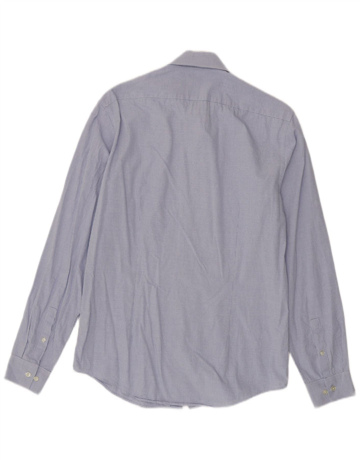 Tailliertes Herrenhemd von Calvin Klein, Größe 38 15, mittelblaue Gingham-Baumwolle