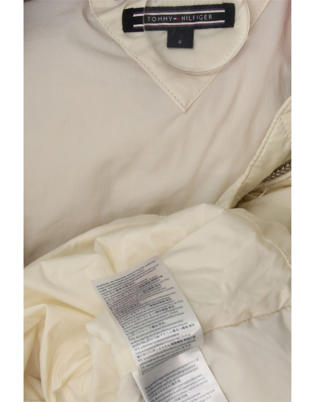 TOMMY HILFIGER Womens Padded Jacket UK 10 Small Off White Polyester