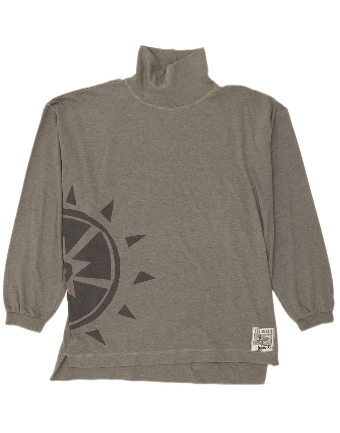 MAUI WOWIE Mens Graphic Top Long Sleeve Large Grey Cotton