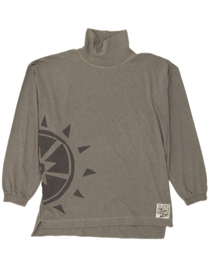MAUI WOWIE Mens Graphic Top Long Sleeve Large Grey Cotton