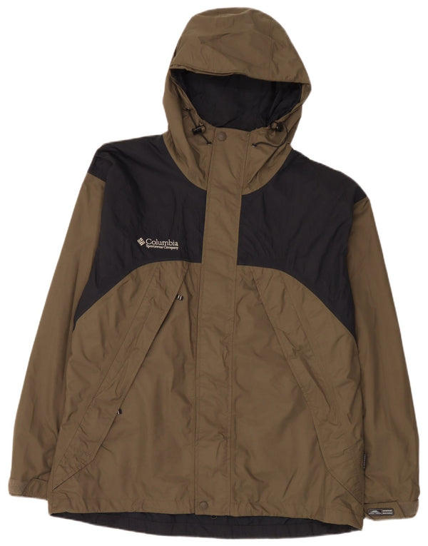 Columbia Herren Interchange Kapuzen-Regenjacke UK 40 Large Khaki Colourblock