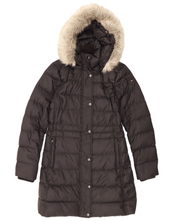 Tommy Hilfiger Damen-Kapuzen-Übergröße, gepolsterter Mantel, UK 6, XS, Schwarz, Polyester
