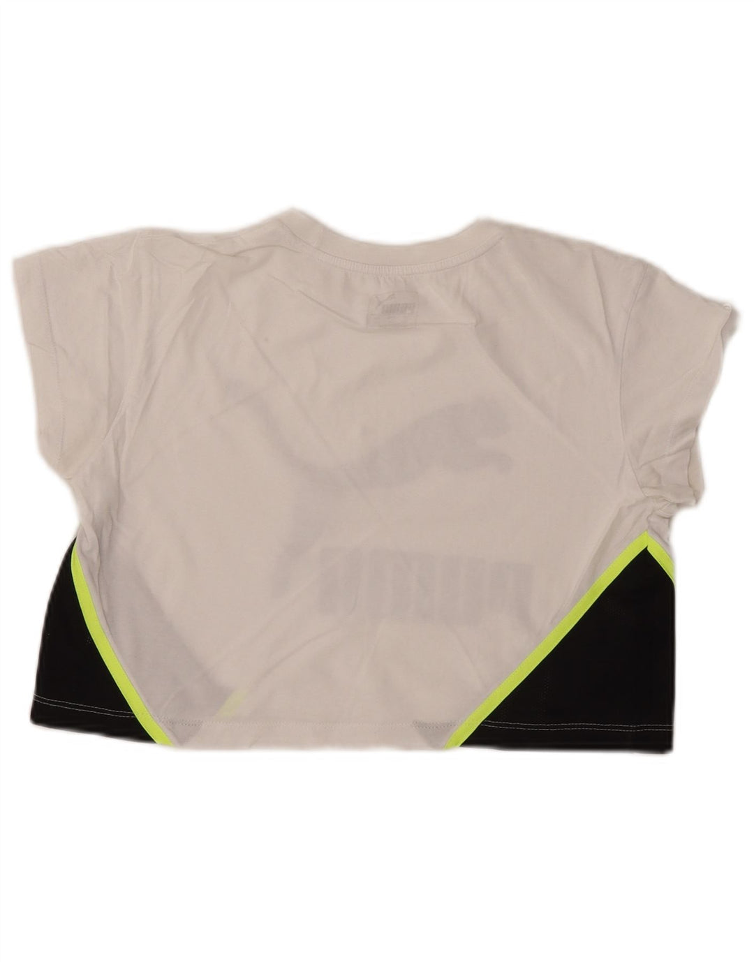 PUMA Damen Crop Oversized Graphic T-Shirt Top UK 2 2XS Weiß Farbblock