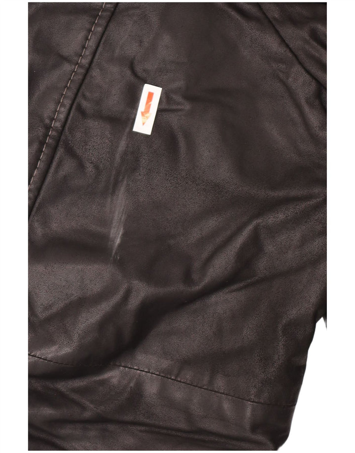 Vintage Herren Ledermantel IT 58 4XL Schwarzes Leder