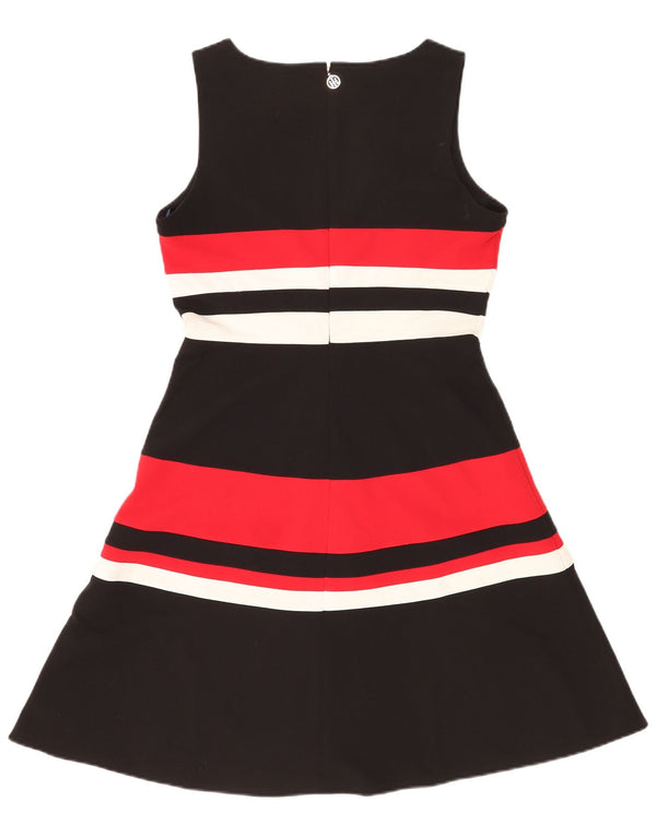 Tommy Hilfiger Damen ärmelloses A-Linien-Kleid US 8 Medium Schwarz gestreift