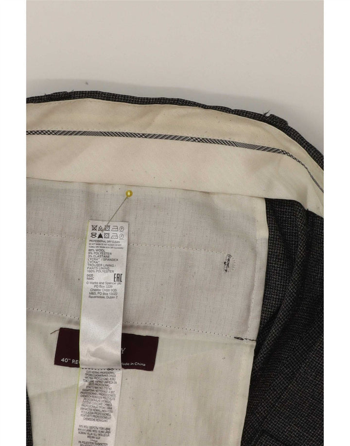 Marks & Spencer Herren-Anzughose mit schmal zulaufendem Schnitt, W40 L31, graue Wolle, klassisch