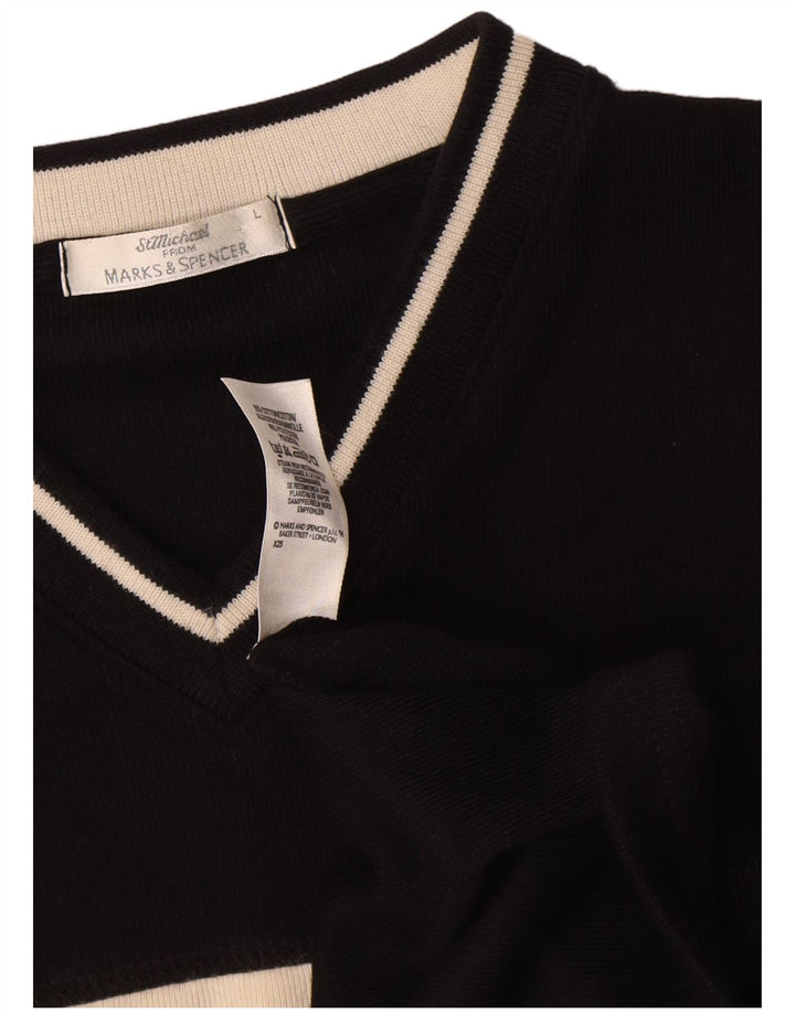 Marks & Spencer Herren St. Michael Top Langarm Large Schwarz Colourblock