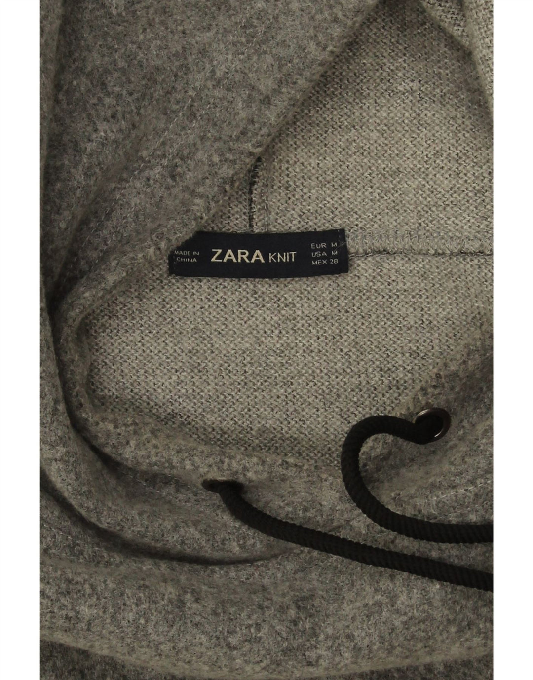 Zara Damen Übergroßer Kapuzenpullover UK 14 Mittelgraues Acryl