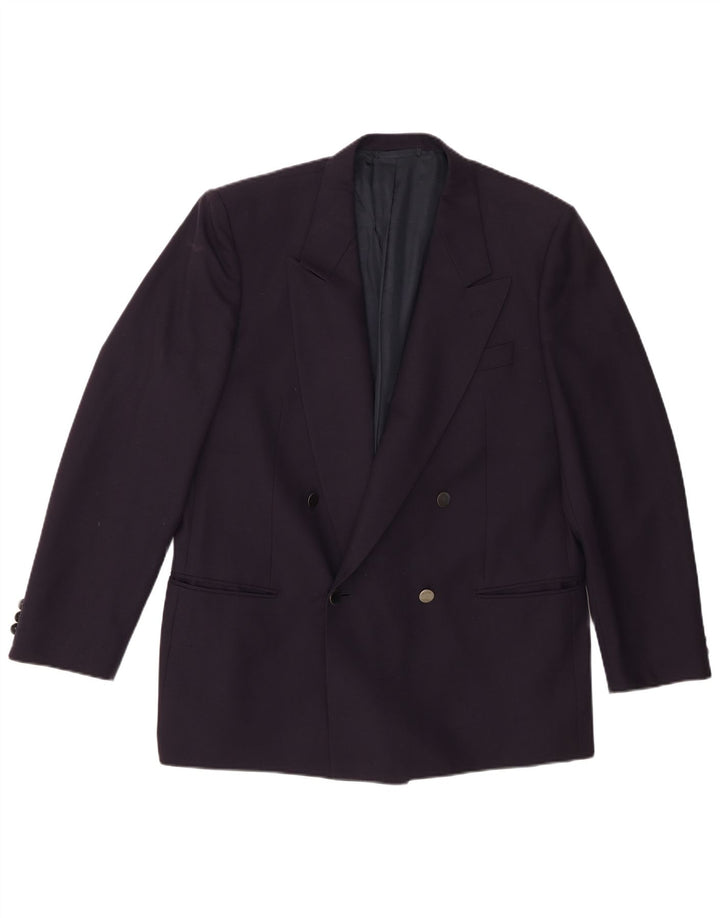Lubiam Herren-Zweireiher-Blazer IT 54 2XL Marineblaue Schurwolle
