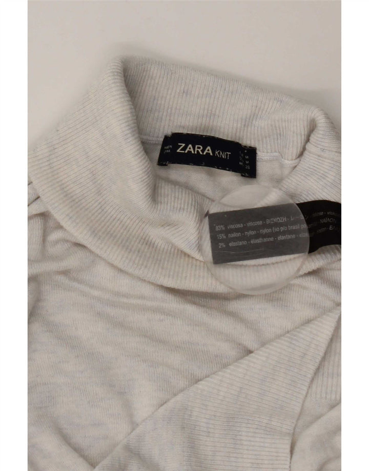 Rollkragenpullover für Damen von Zara, UK 12, mittelweiß gefleckte Viskose
