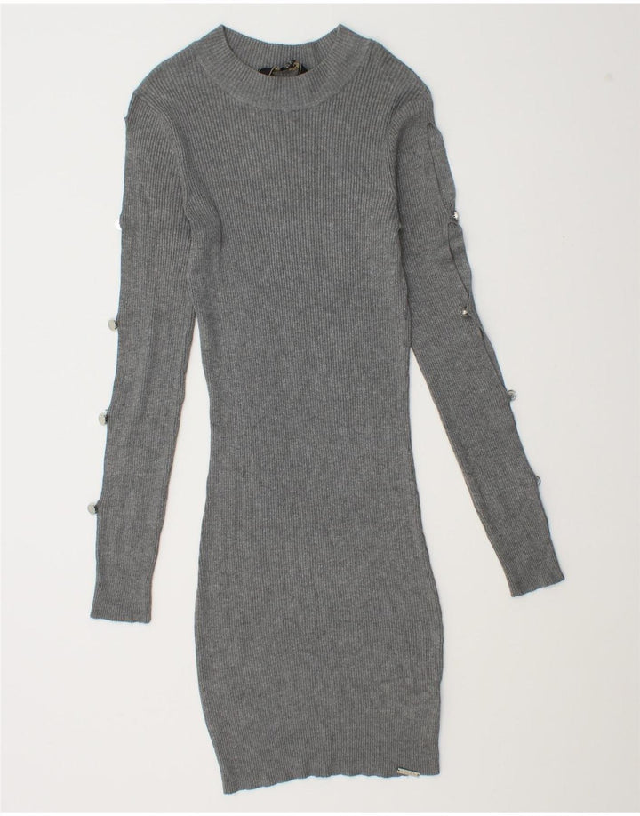 Lipsy Damen Pulloverkleid UK 14 Mittelgraue Viskose