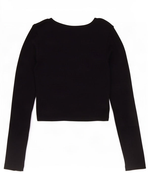 Zara Damen Crop Top Langarm UK 4 XS Marineblau