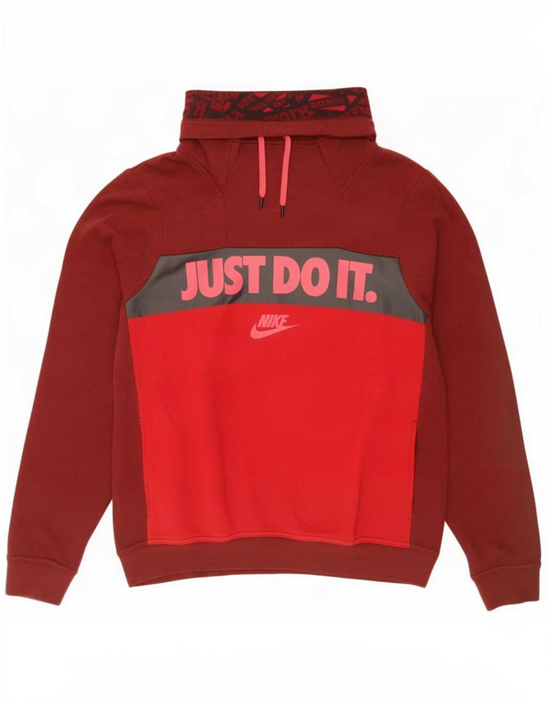 Nike Damen Grafik-Sweatshirt-Pullover UK 14 Mittelrote Colourblock-Baumwolle