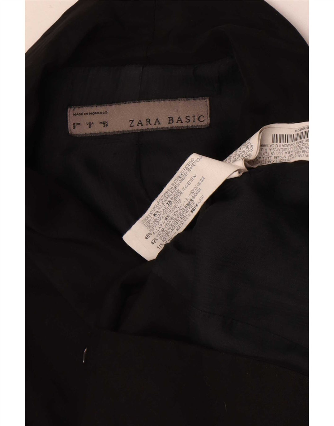 Zara Damen 1-Knopf-Blazerjacke UK 10 Small Schwarz Polyester