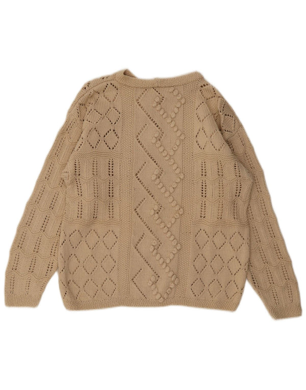 Vintage Damen Pullover mit U-Boot-Ausschnitt, UK 14, Mittelbeige