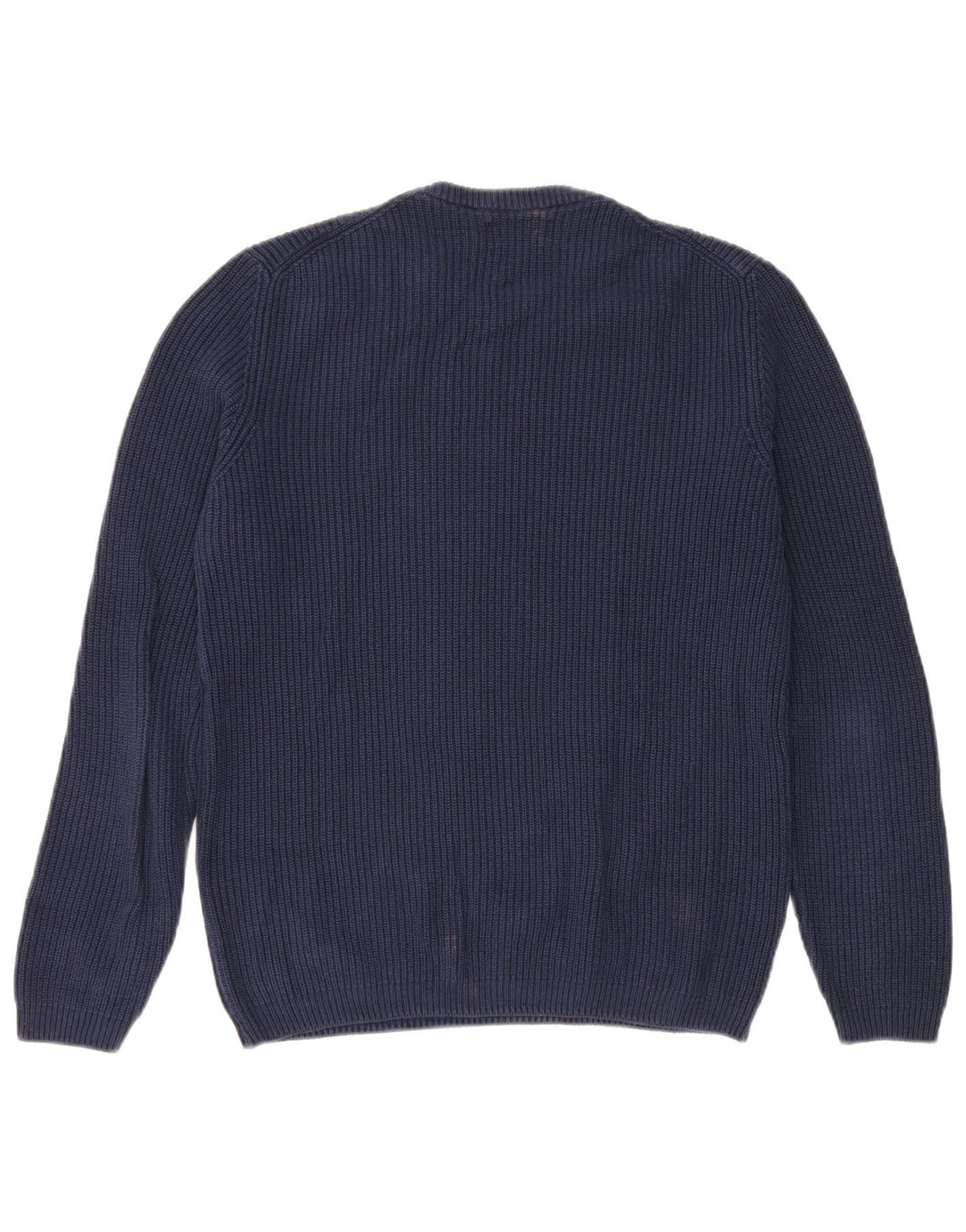 ZARA Herren-Pullover mit Rundhalsausschnitt, mittlere marineblaue Baumwolle