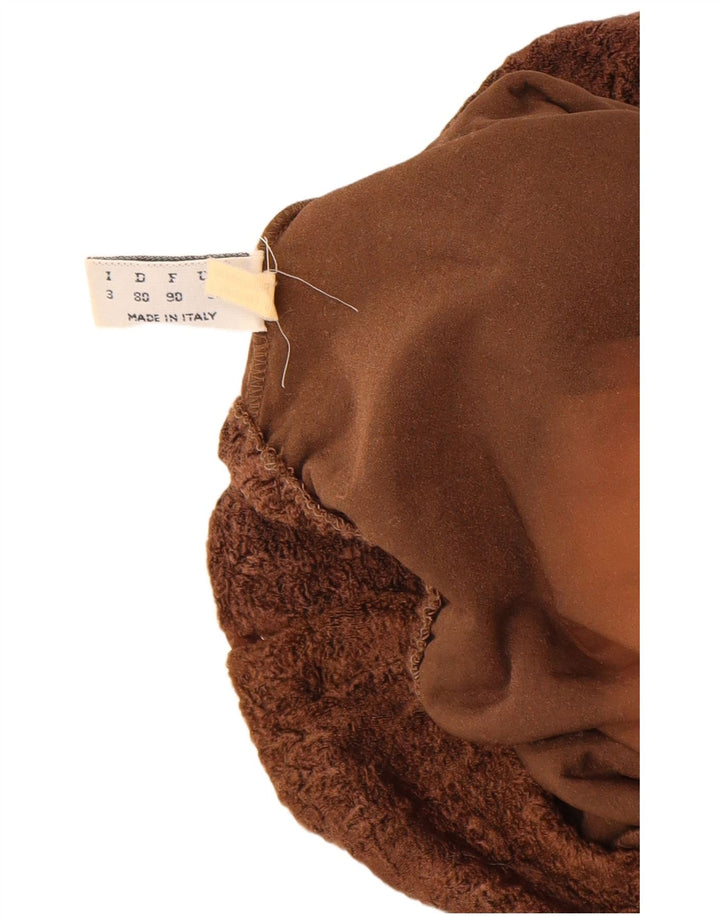 Vintage Damen Langarm-Body UK 12 Mittelbraunes Polyamid