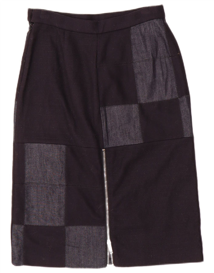 Iceberg Damen Midirock IT 40 Small W26 Marineblaues Patchwork-Nylon