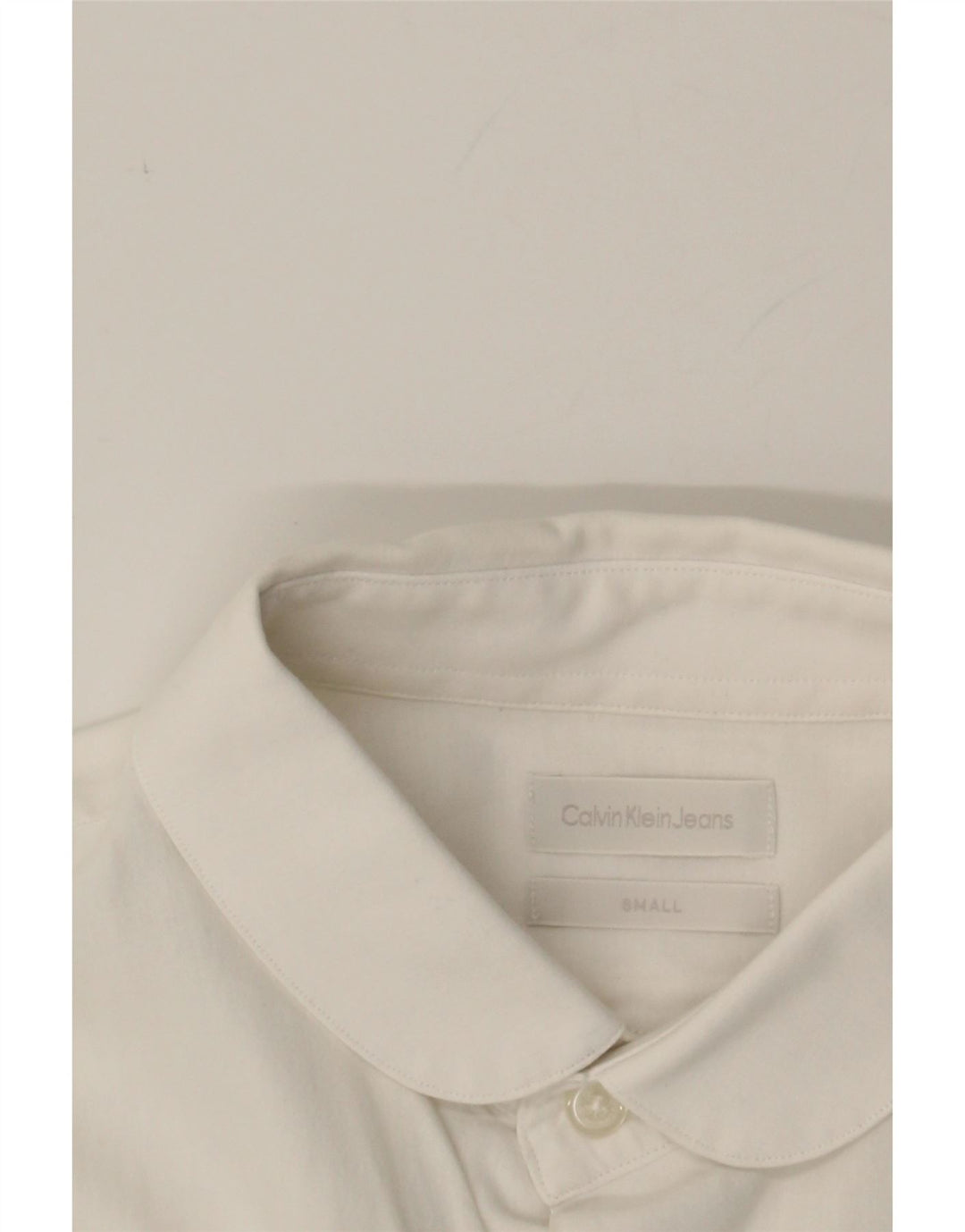 CALVIN KLEIN JEANS Mens Shirt Small White Pinstripe Cotton Vintage Calvin Klein Jeans and Second-Hand Calvin Klein Jeans from Messina Hembry 