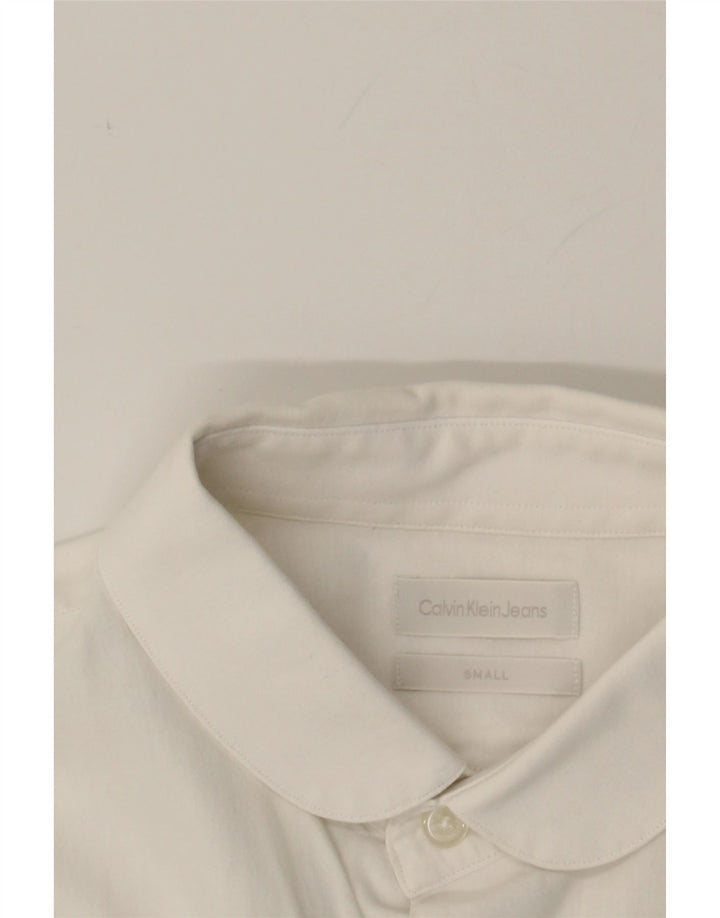 CALVIN KLEIN JEANS Mens Shirt Small White Pinstripe Cotton Vintage Calvin Klein Jeans and Second-Hand Calvin Klein Jeans from Messina Hembry 