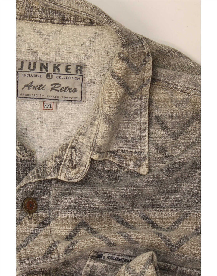 Vintage Herrenhemd 2XL Grau Geometrisch