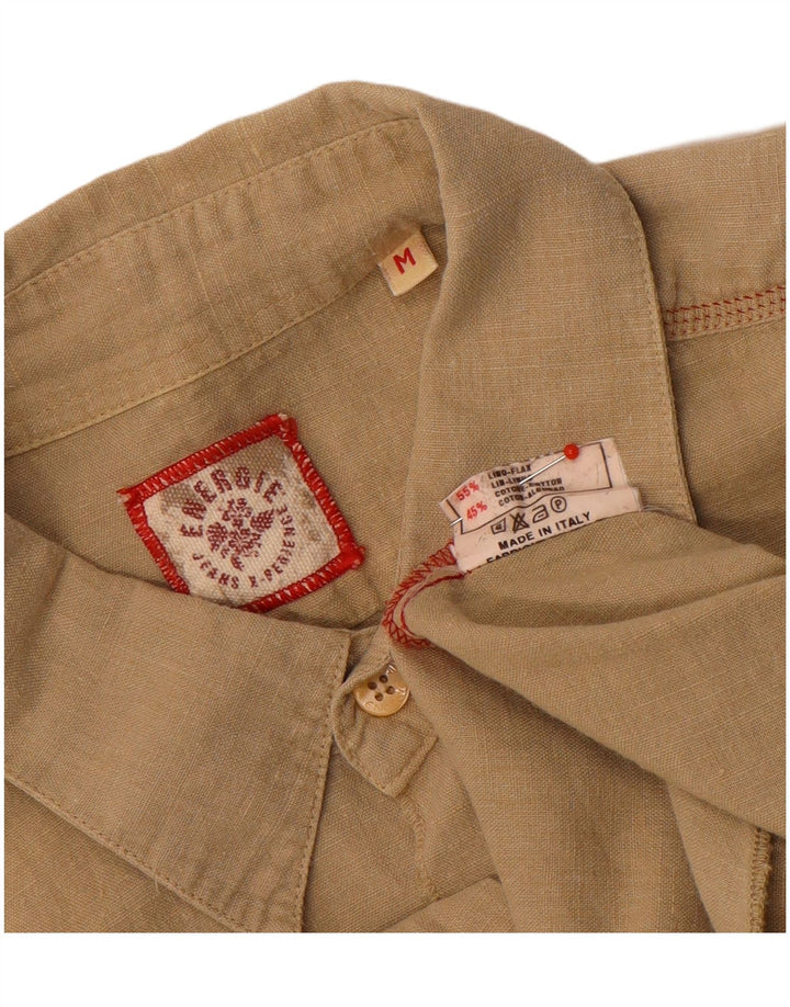 Energie Herren Kurzarmhemd Mittelbeige Leinen