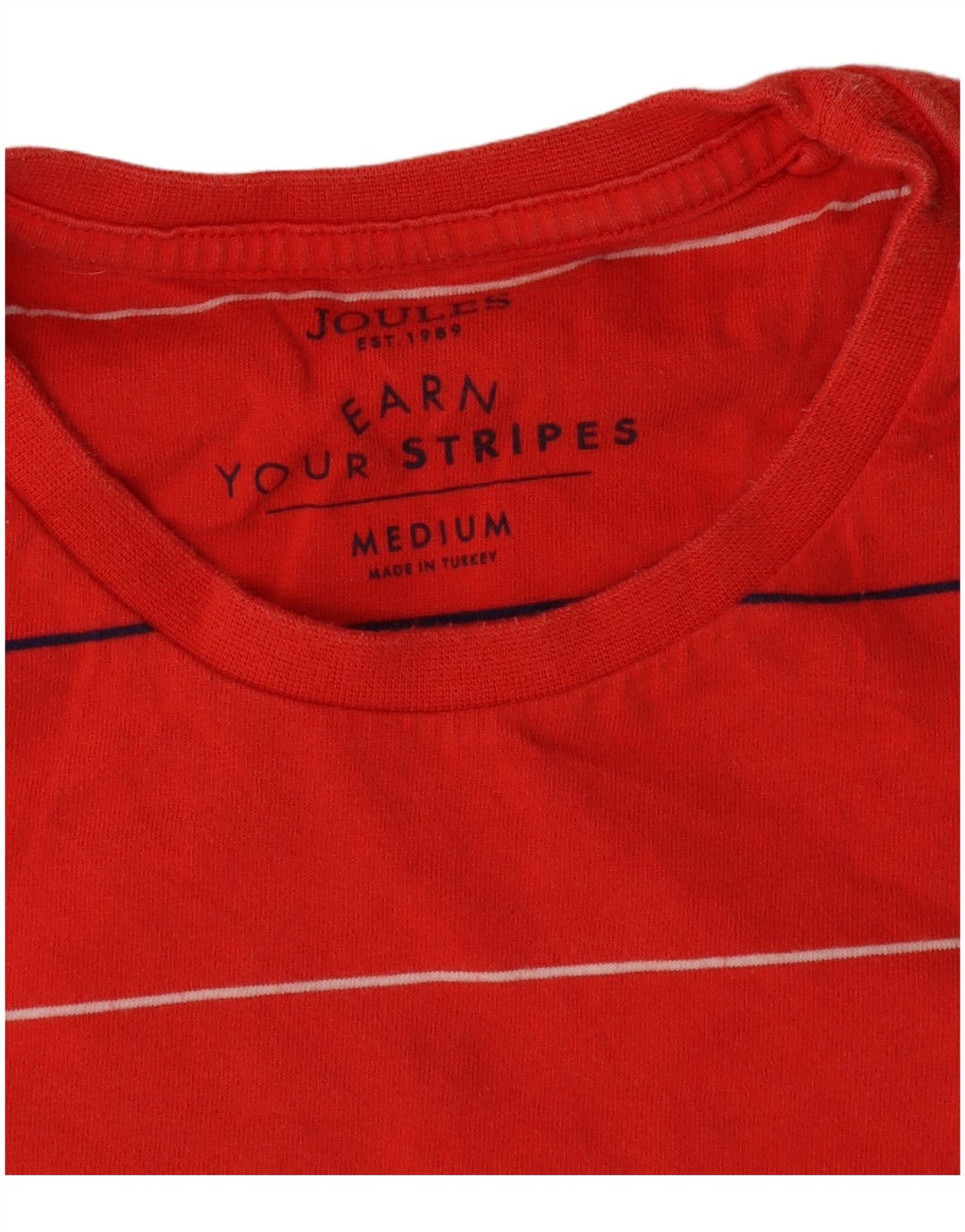 Joules Herren-T-Shirt-Oberteil aus mittelroter, gestreifter Baumwolle