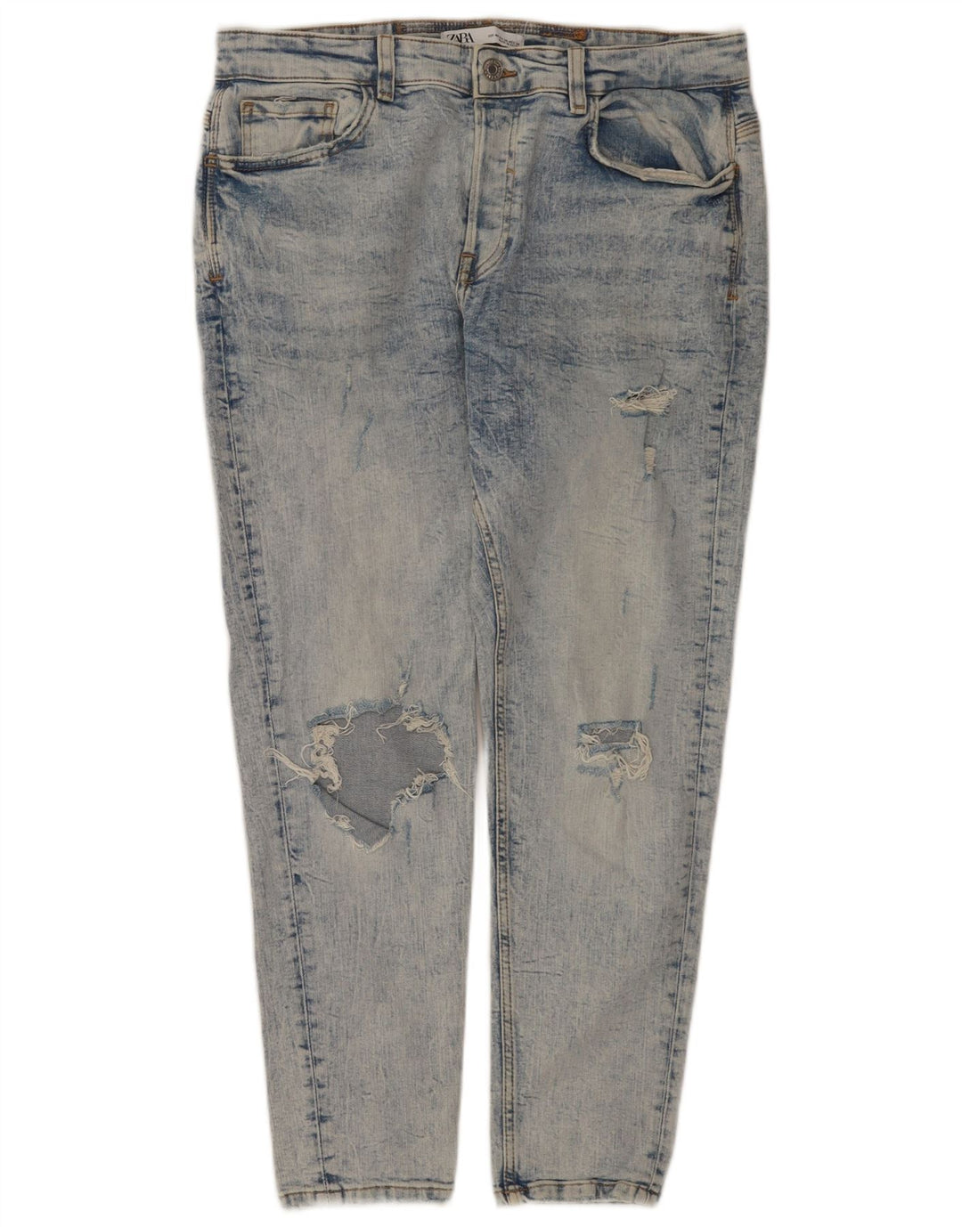 Zara Herren Distressed Slim Jeans EU 44 Large W34 L28 Blau