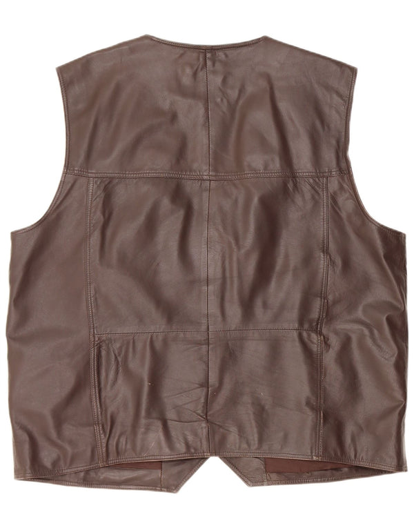 Vintage Herren Lederweste IT 60 3XL Braunes Leder