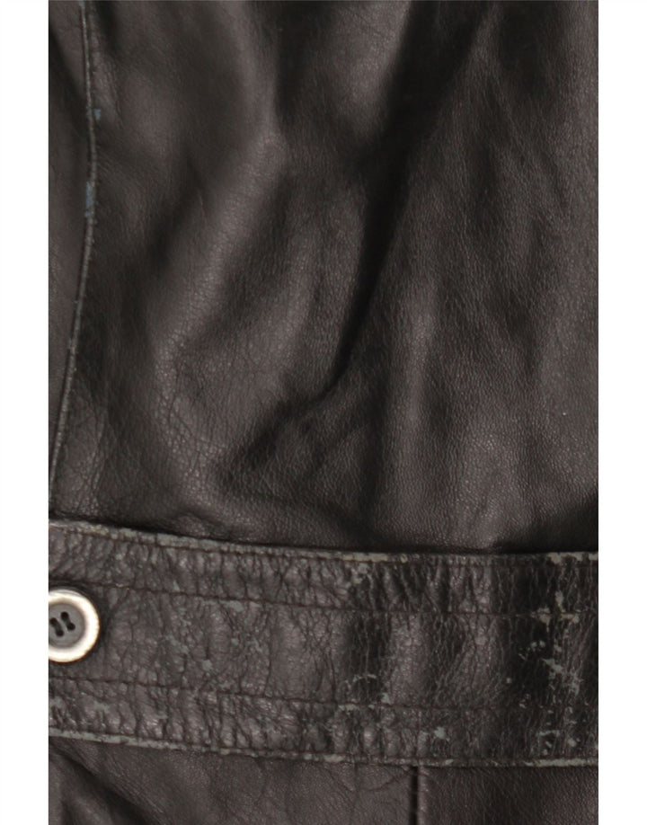 VINTAGE Womens Leather Coat UK 14 Large Black Leather Vintage Vintage and Second-Hand Vintage from Messina Hembry 