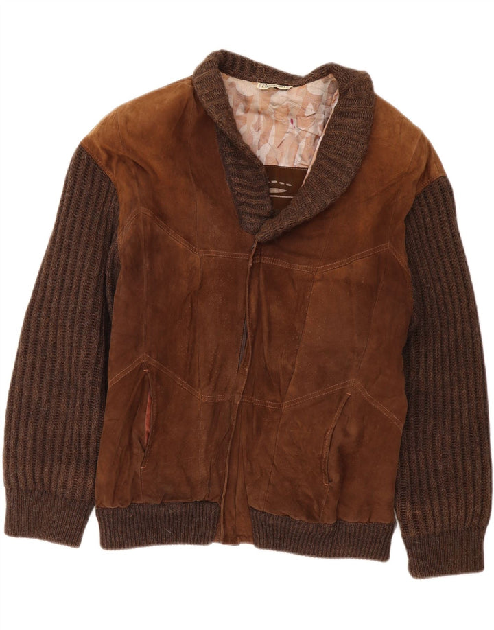 Bizzarro Herren-Wildlederjacke IT 50 Large Brown Colourblock