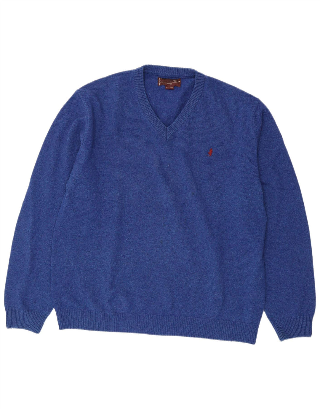 Marlboro Classics Herren-Pullover mit V-Ausschnitt, 3XL, blaue Wolle