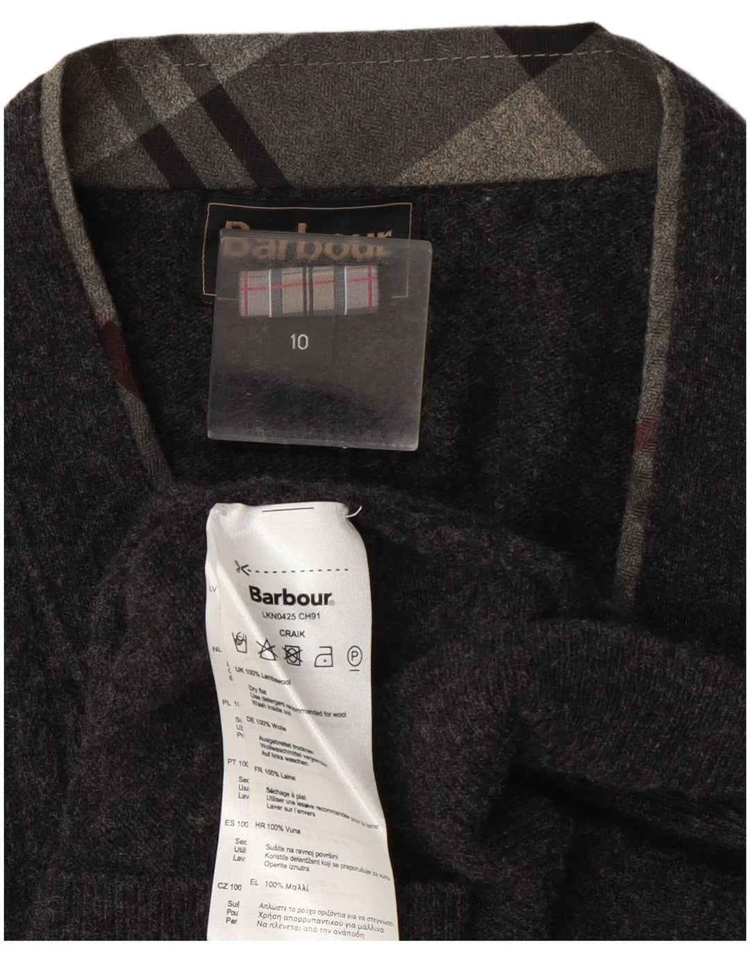 Barbour Damen-Cardigan-Pullover UK 10 Kleine graue Wolle