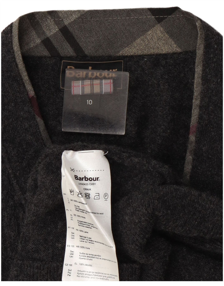 Barbour Damen-Cardigan-Pullover UK 10 Kleine graue Wolle