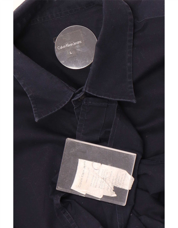 Calvin Klein Jeans Herren-Hemd, groß, marineblau, Baumwolle