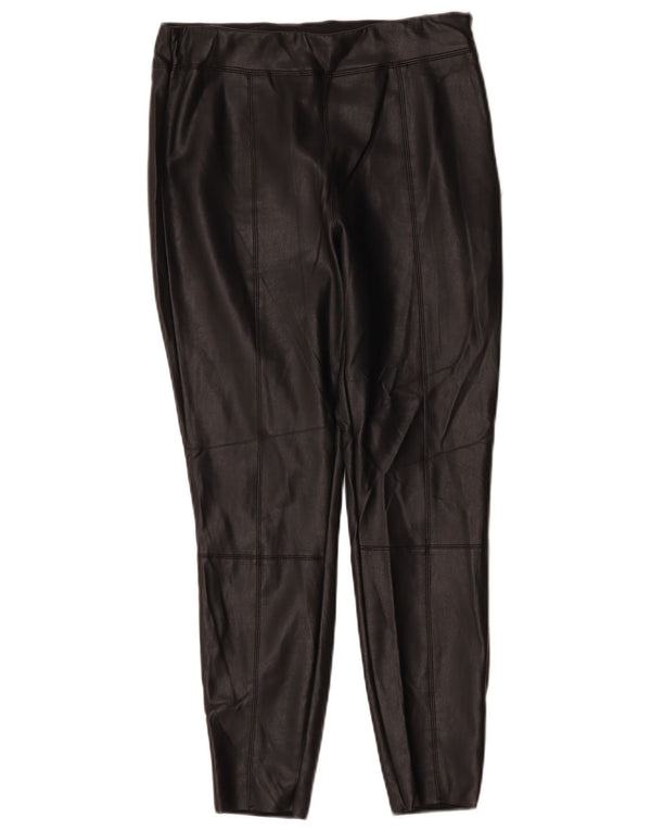 Topshop Damen-Hose aus Kunstleder mit hoher Taille, schmal, Größe 10, B26, L25, Schwarz