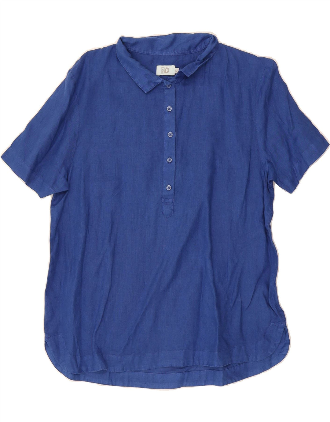 DACK'S Womens Short Sleeve Pullover Shirt UK 14 Large Blue Linen Vintage Dack's and Second-Hand Dack's from Messina Hembry 