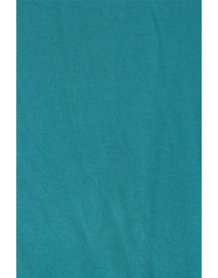 Massimo Dutti Damen-Pullover mit V-Ausschnitt, UK 14, mittelblaue Baumwolle
