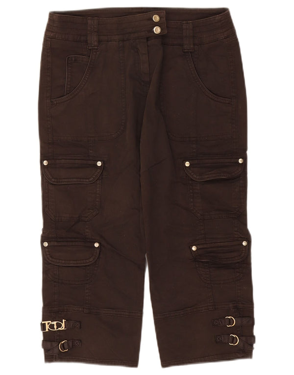 Trussardi Womens Cargo Capri Trousers IT 42 Medium W30 L19 Brown Cotton