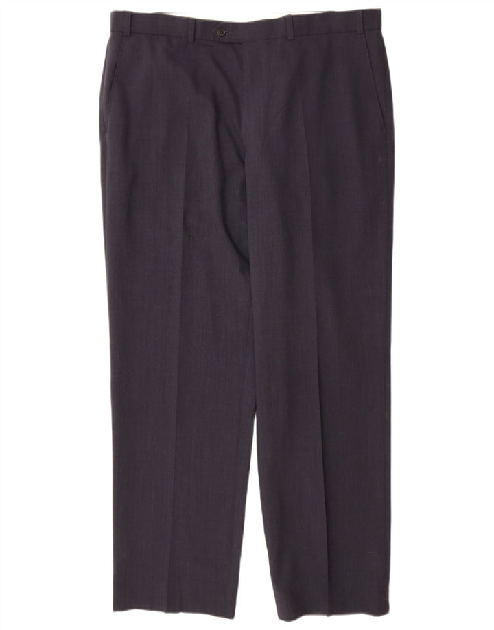 Gerade Herren-Anzughose von Marks & Spencer, W38, L31, marineblaues Polyester