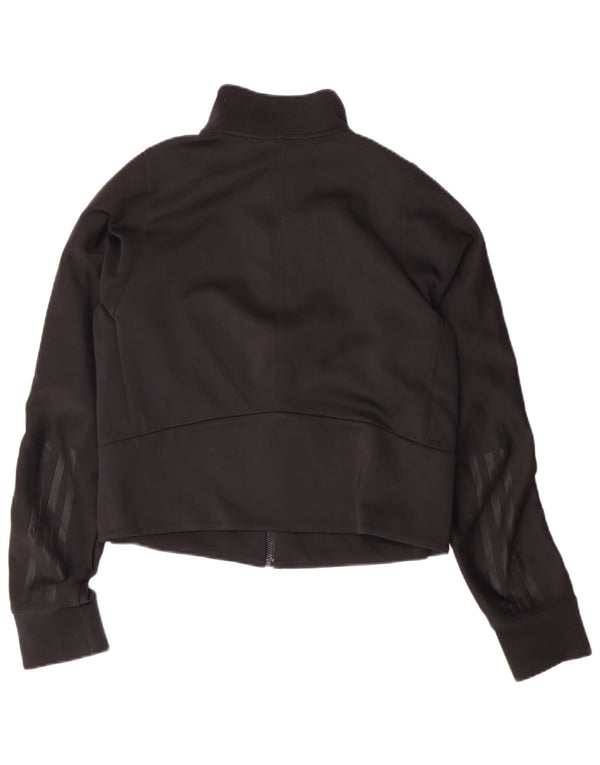 Adidas Damen Crop Trainingsanzug Top Jacke UK 12/14 Medium Schwarz Polyester