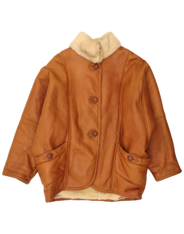 Vintage Damen Übergroße Lammfelljacke IT 44 Mittelbraun